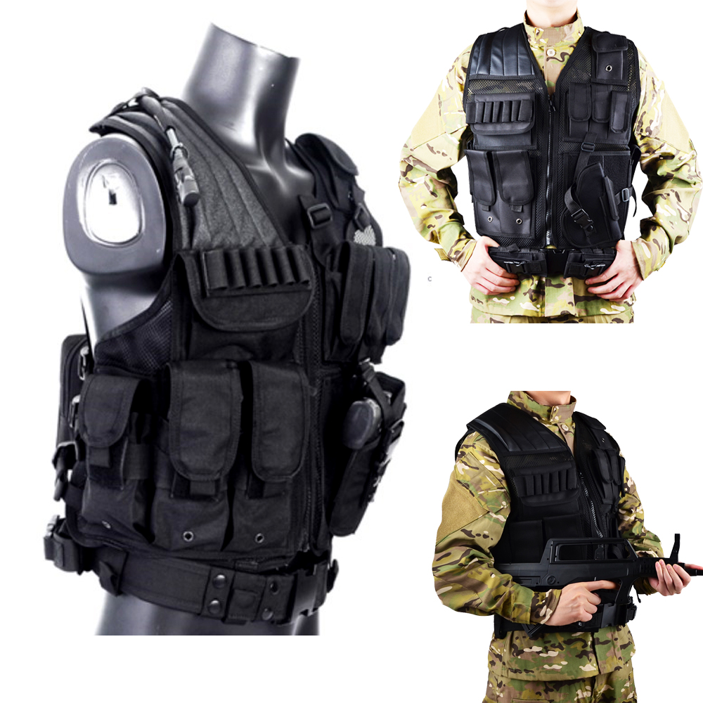 Tactical Vest Military Carrier Holster Police Molle Assault Combat Gear ...