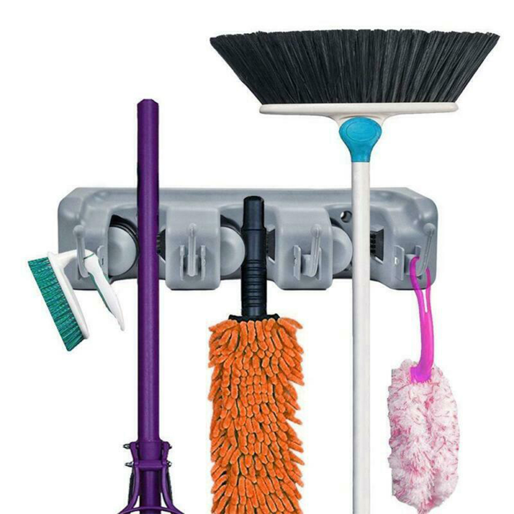 Wall Mounted Mop Brush Broom OrganizerHolder Hanger Storage Rack Kitchen Clean