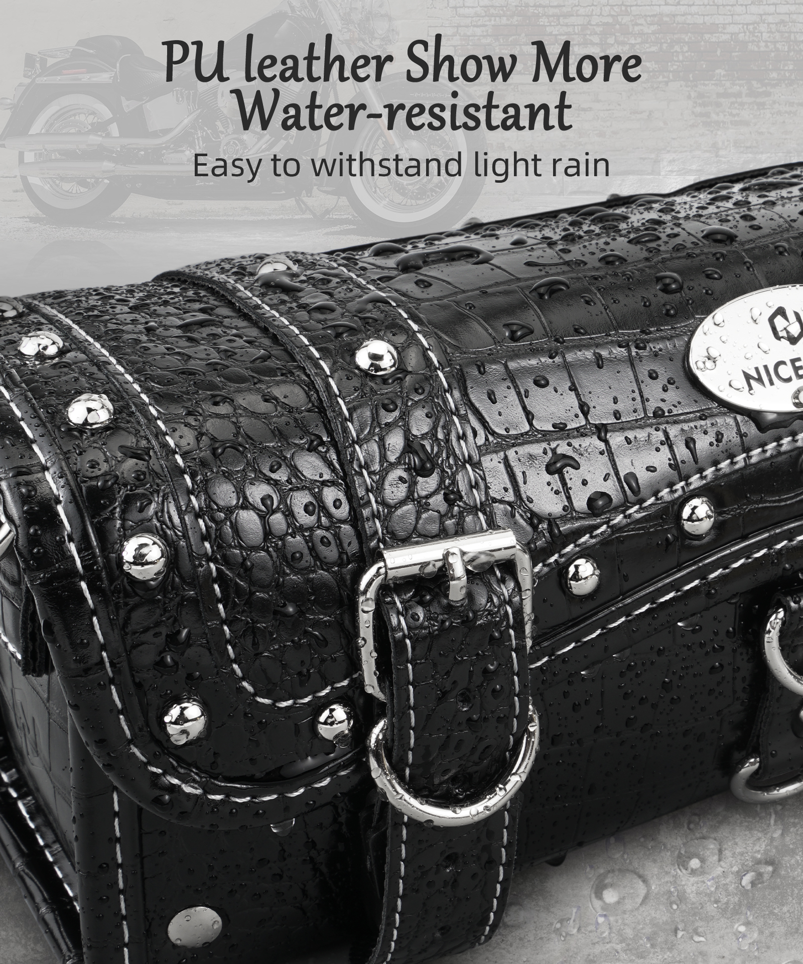 Crocodile Leather Motorcycle Fork Tool Bag SaddleBag Storage